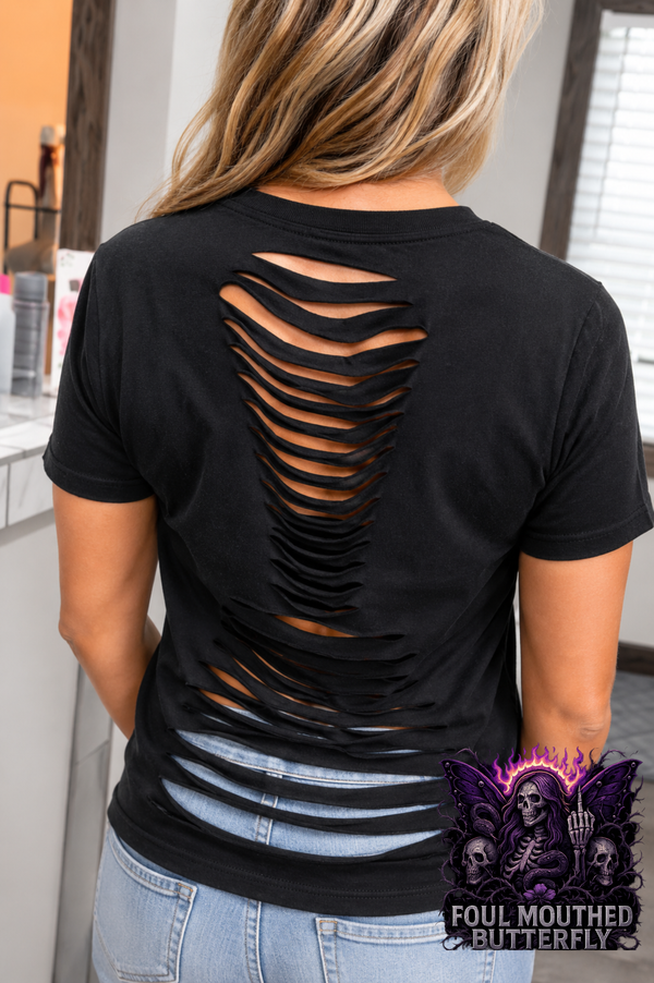 It’s a Throat Punch Kinda Day | Distressed Cutout Graphic Tee